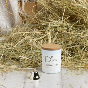 Bougie artisanale Élixir de Foin D'Joy, senteur foin et tilleul, cire de soja naturelle, fabrication Bourgogne, Cadeau cavalier original, bougie parfumée foin tilleul, idée cadeau passionné cheval D'Joy