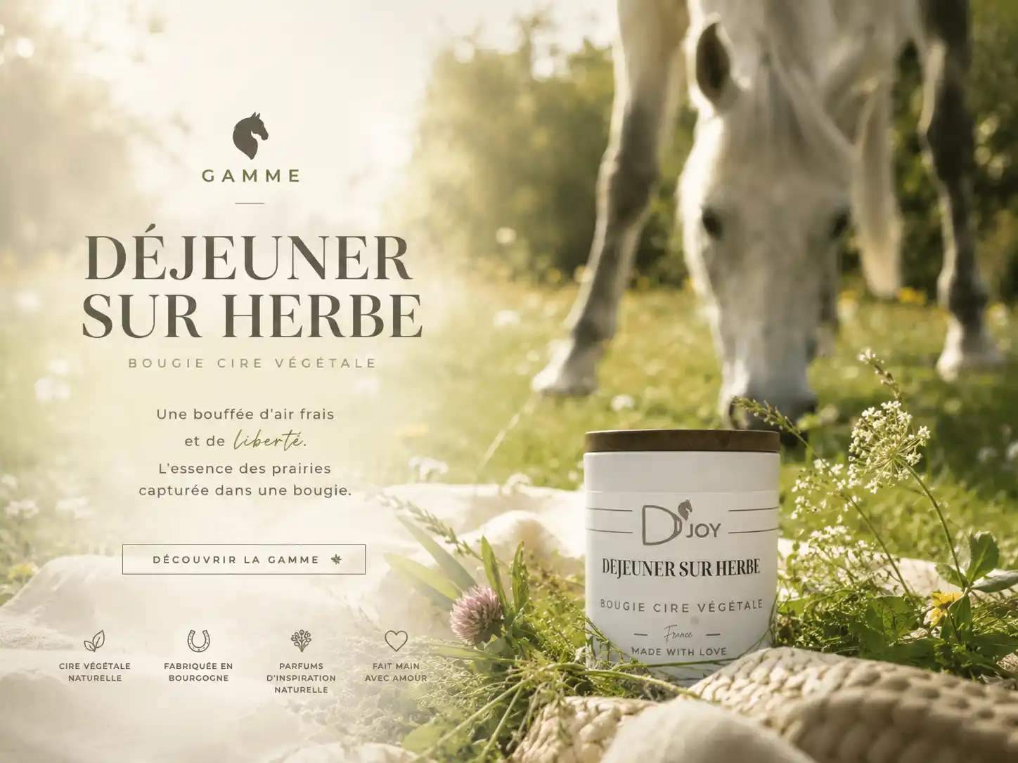 Bougie cheval Senteur Herbe Fraîche & Foin | D'Joy Bougie cheval Senteur Herbe Fraîche & Foin | D'Joy