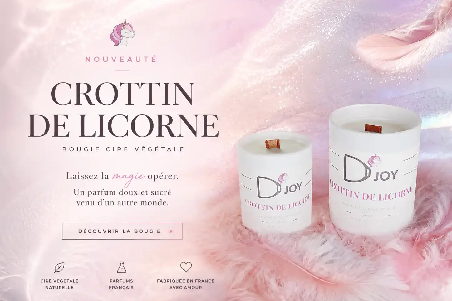 Bougie Crottin de Licorne – Bougie parfumée artisanale végétale aux parfums français | D'Joy by Cheval & Senteurs