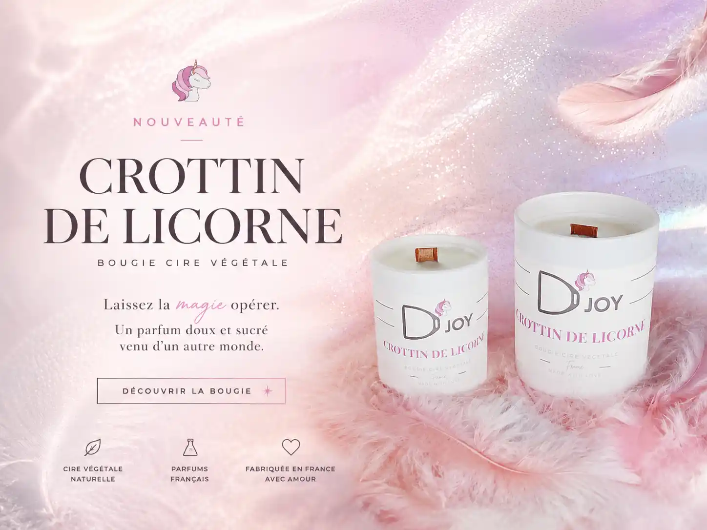 Bougie Crottin de Licorne – Bougie parfumée artisanale végétale aux parfums français | D'Joy by Cheval & Senteurs